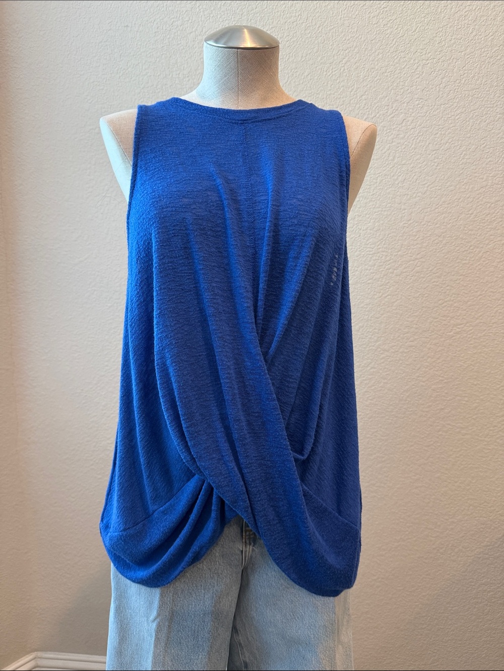 Cherish Twist-Front Sleeveless Tank in Bright Blue